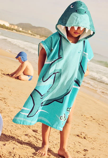 Cotton shark hooded towel