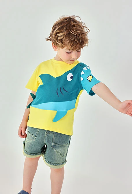 Camiseta niño algodón amarillo