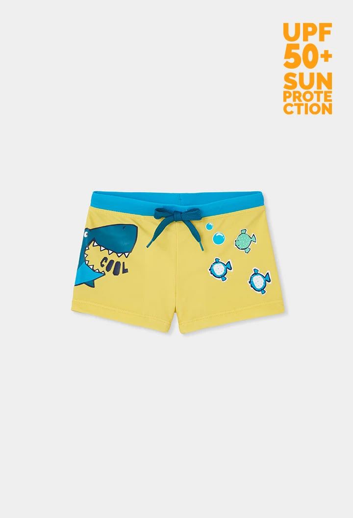 Costume da bagno da bambino con stampa gialla UPF50+