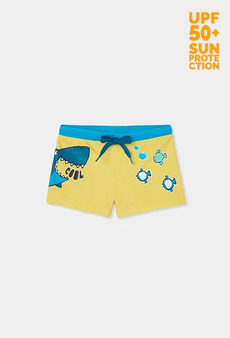 Yellow printed boys' swimsuit UPF50+
