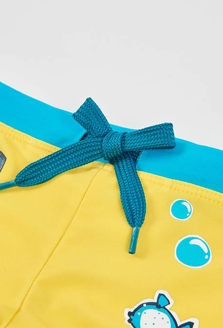 Fato de banho infantil com padrão amarelo UPF50+