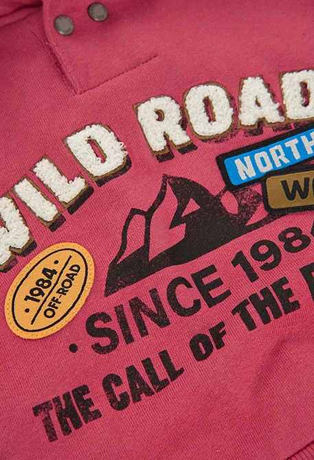 Sweat-shirt molleton garçon orange à capuche Wild Road