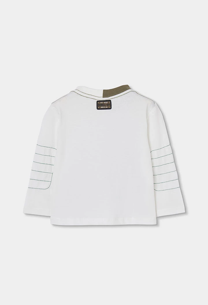 T-shirt en maille garçon blanc imprimé singes snowboard