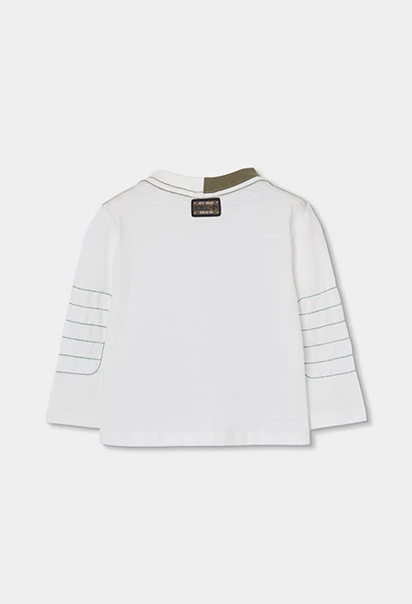 T-shirt en maille garçon blanc imprimé singes snowboard