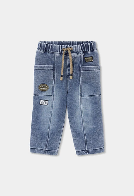 Pantaló denim nen blau amb pedaços