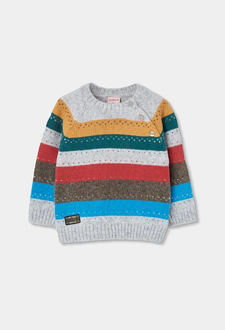 Multicolour striped cream boy\'s jumper