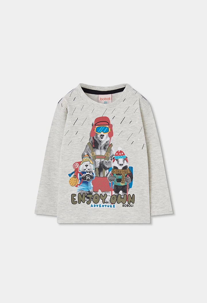 T-shirt maille garçon écru imprimé animaux