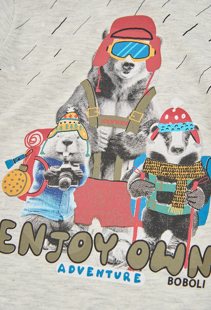 T-shirt maille garçon écru imprimé animaux