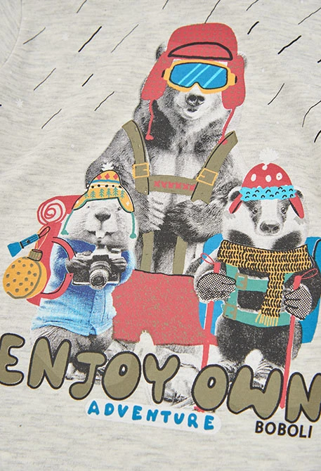T-shirt maille garçon écru imprimé animaux