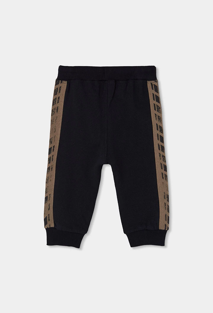 Pantalon molleton garçon noir avec bandes latérales