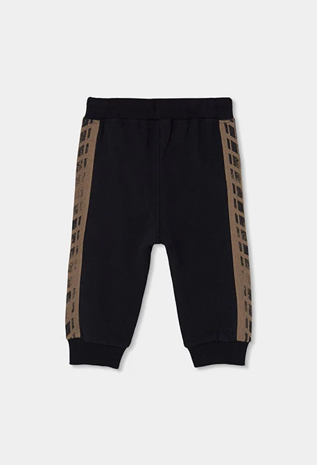 Pantalon molleton garçon noir avec bandes latérales