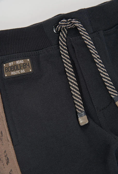 Pantalon molleton garçon noir avec bandes latérales