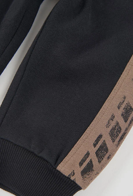 Pantalon molleton garçon noir avec bandes latérales