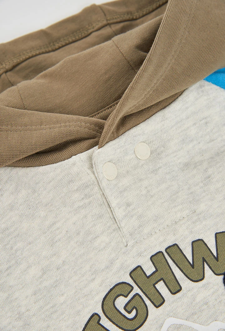 Sweat-shirt molleton écru garçon à capuche Highway 84