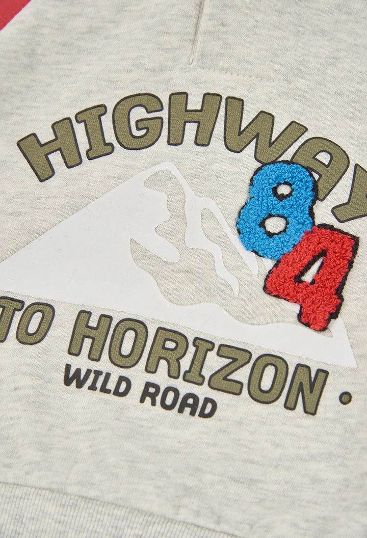 Sweat-shirt molleton écru garçon à capuche Highway 84