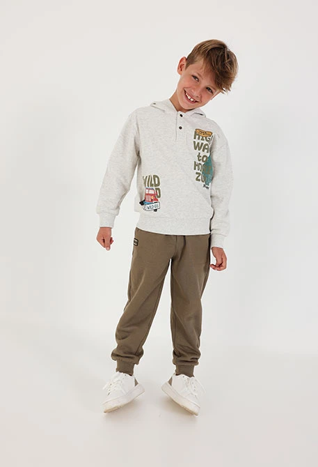 Conjunto felpa niño crudo estampado off-road