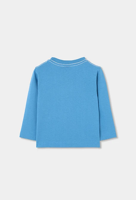 T-shirt maille garçon bleu imprimé cerf