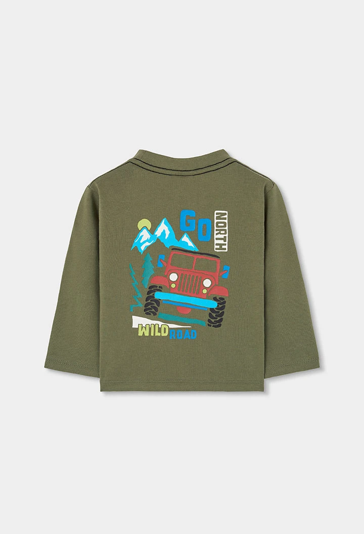 T-shirt maille garçon vert imprimé 4x4