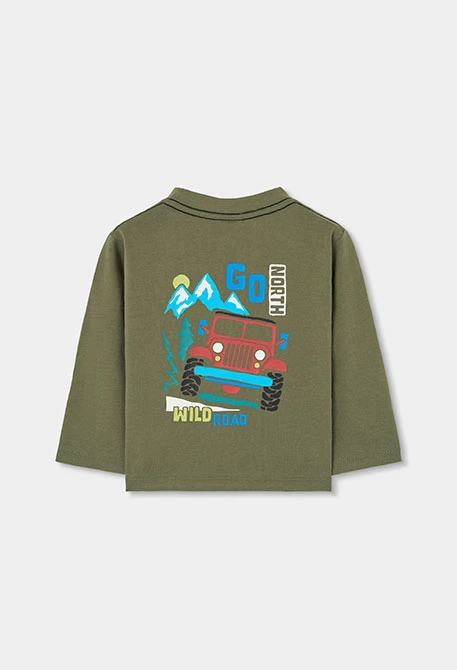 Boy\'s green 4x4 print knit T-shirt