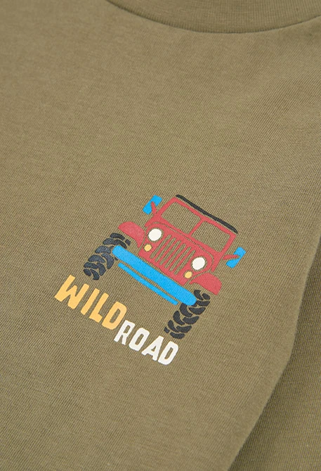 Boy\'s green 4x4 print knit T-shirt
