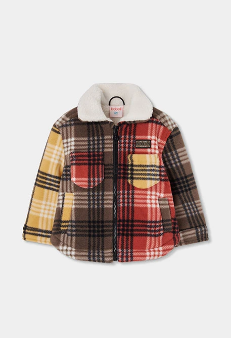 Orange check polar overshirt boy