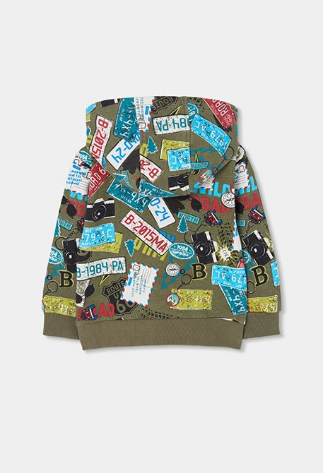 Veste molleton garçon imprimé plaques kaki