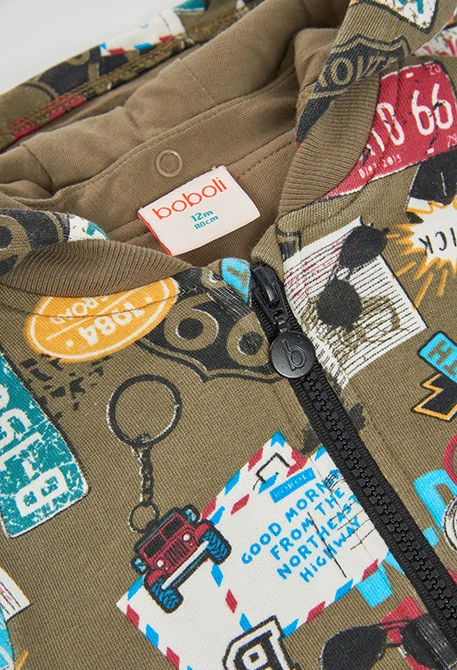Veste molleton garçon imprimé plaques kaki