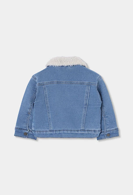 Giacca denim a maglia bambino blu con collo in spugna