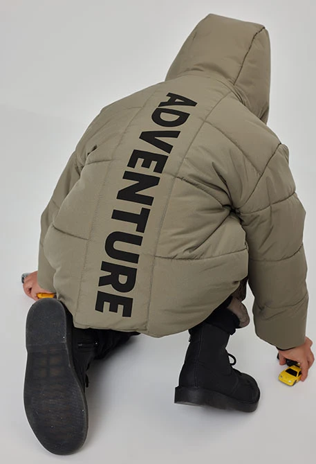Parka technical knit boy green with hood
