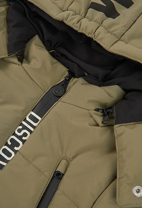 Parka tejido técnico niño verde con capucha