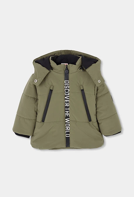 Parka technical knit boy green with hood