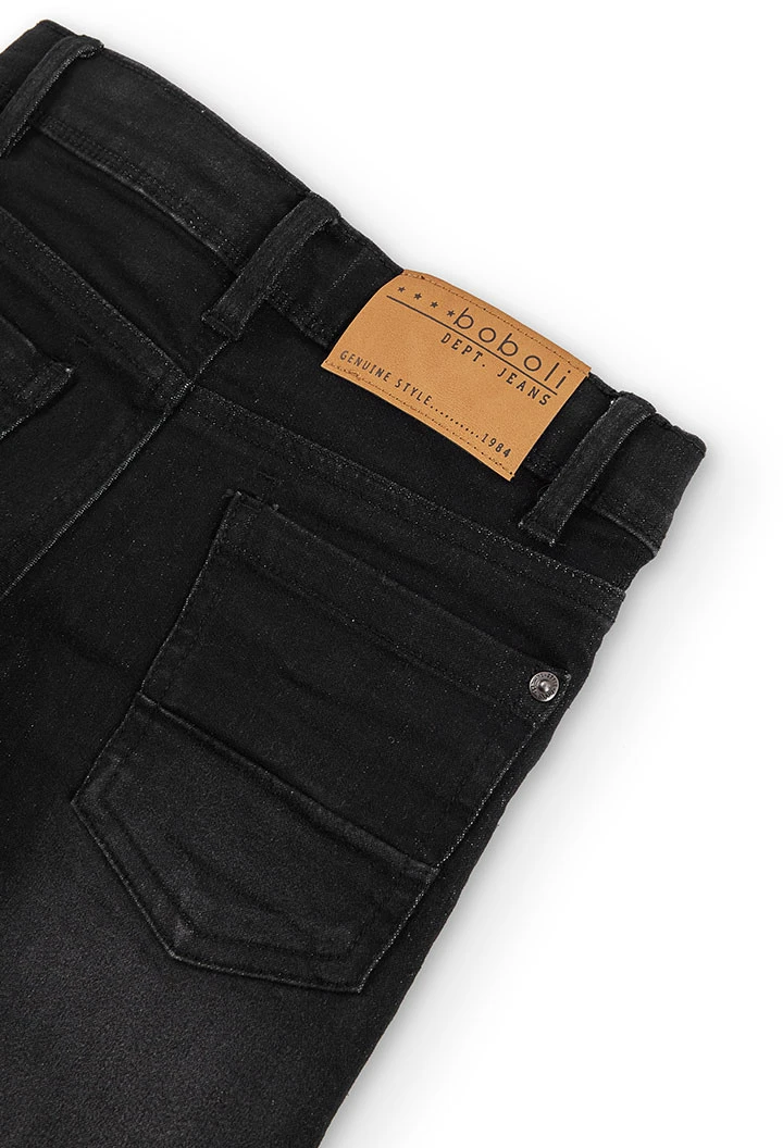Pantaloni elasticizzati in denim nero da bambino