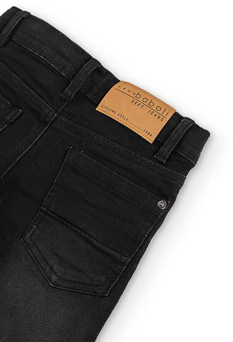 Black stretch denim trousers for boys