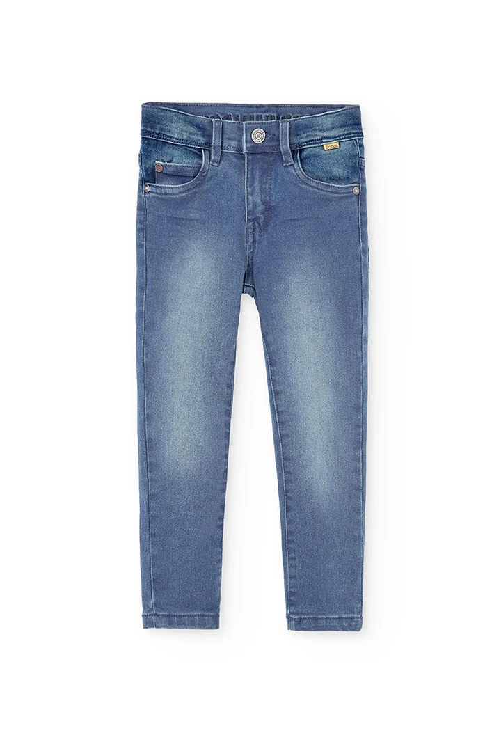 ﻿Calças denim elástica para menino