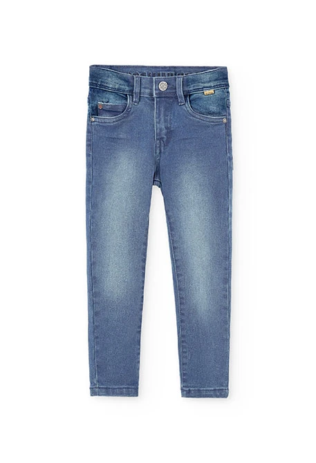 ﻿Calças denim elástica para menino