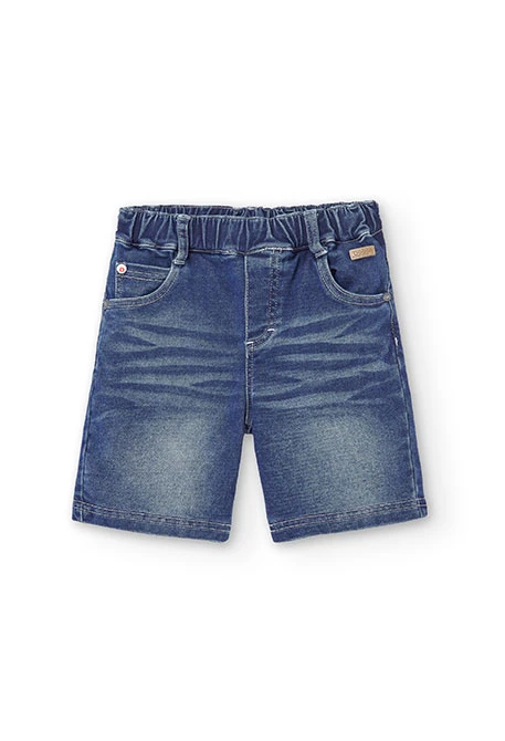 Bermuda denim de niño punto elástico azul