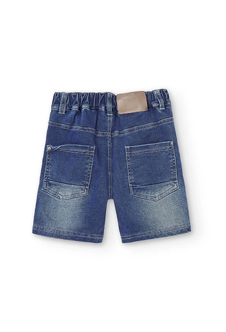 Bermuda denim de niño punto elástico azul