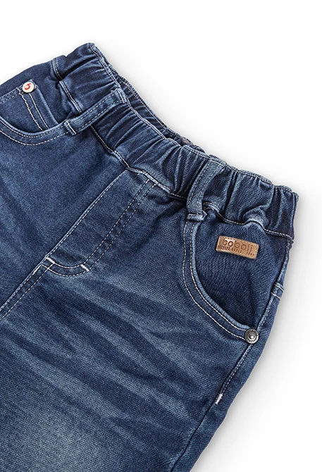 Bermuda denim de niño punto elástico azul