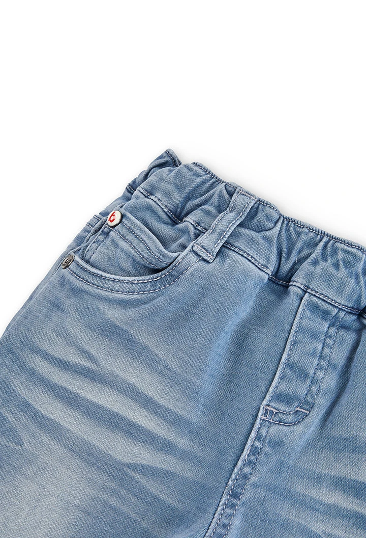 Calças denim elástico para menino