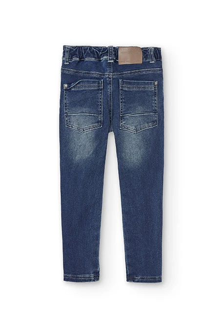 Blue knitted denim trousers for boys