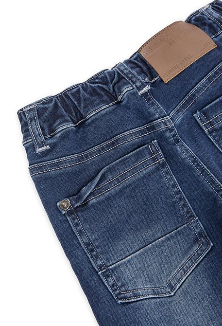 Blue knitted denim trousers for boys