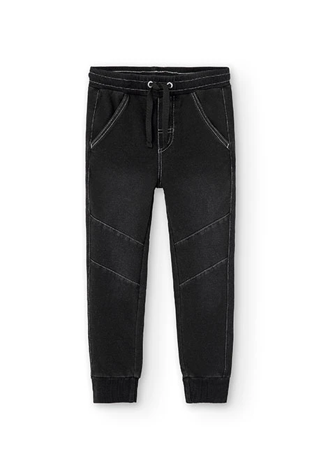 Pantalón felpa denim de niño negro