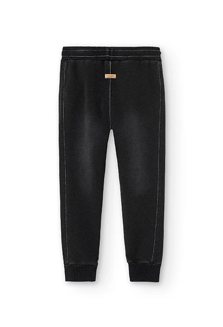 Pantalón felpa denim de niño negro