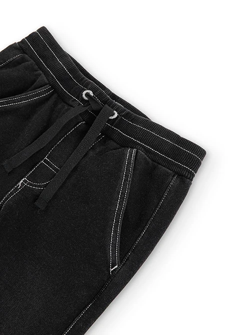 Pantalón felpa denim de niño negro