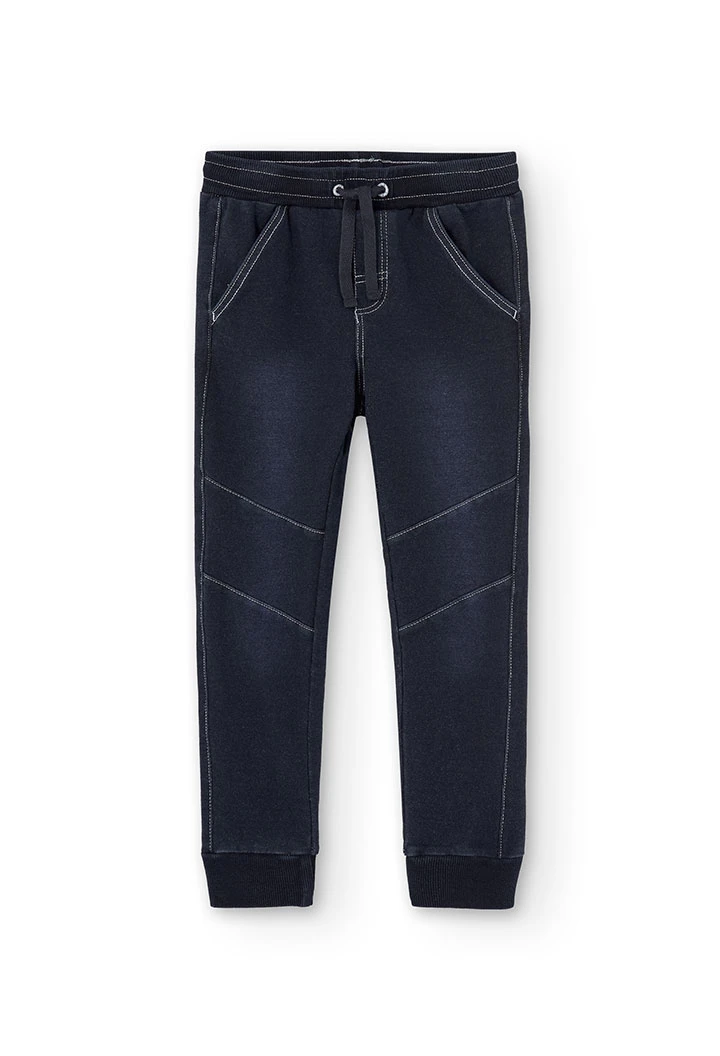 Pantalón felpa denim de niño