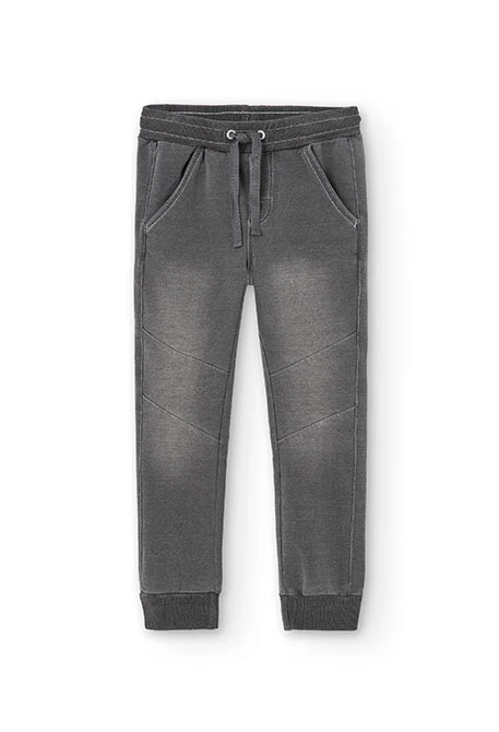 Pantalón felpa denim de niño gris