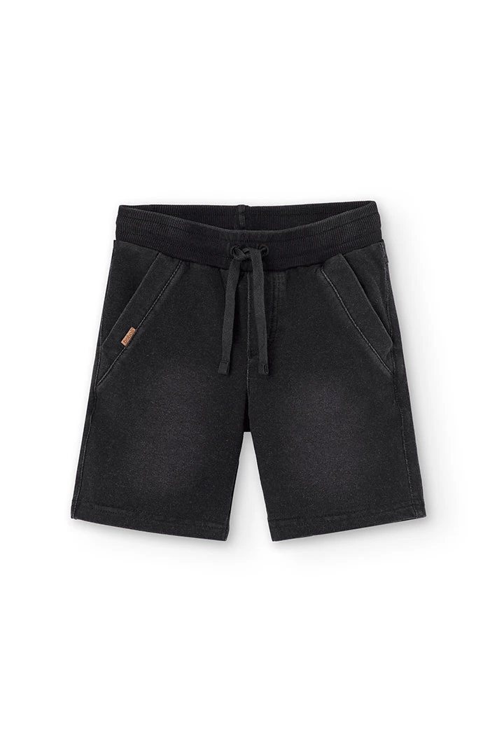 Bermuda felpa denim elástica para menino