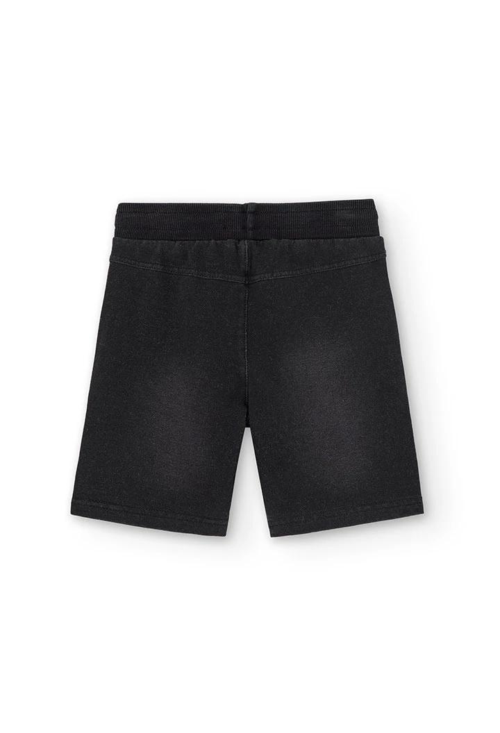 Bermuda felpa denim elástica para menino