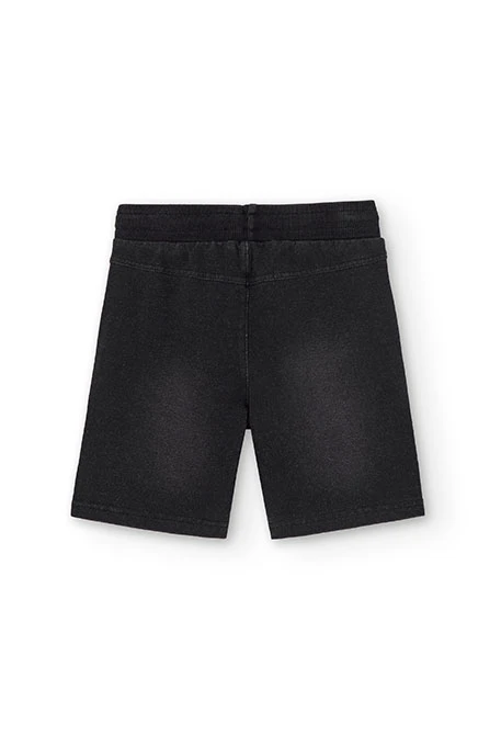 Bermuda felpa denim elástica para menino