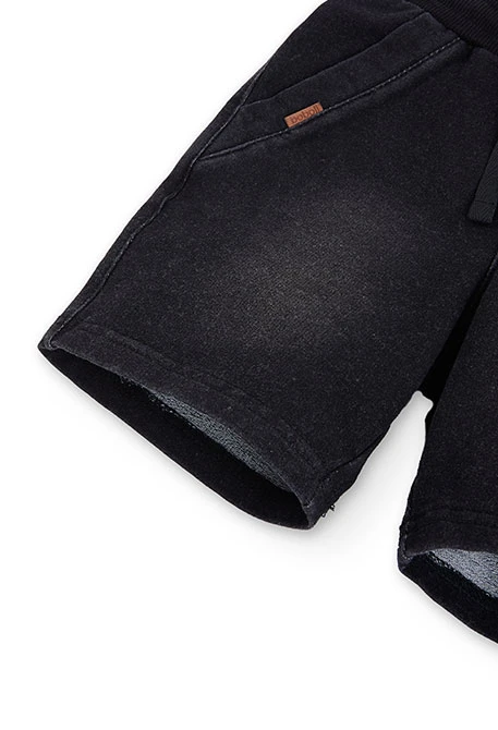 Bermuda felpa denim elástica para menino